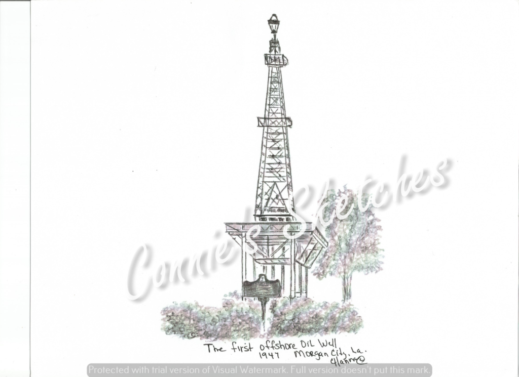 The first offshore oil well 1947, City LA Connie’s Sketches