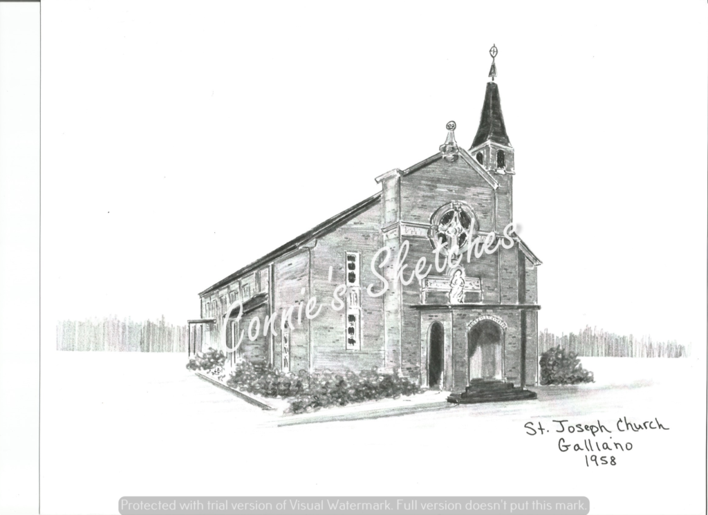 St. Joseph Church Galliano, LA 1958 Connie’s Sketches