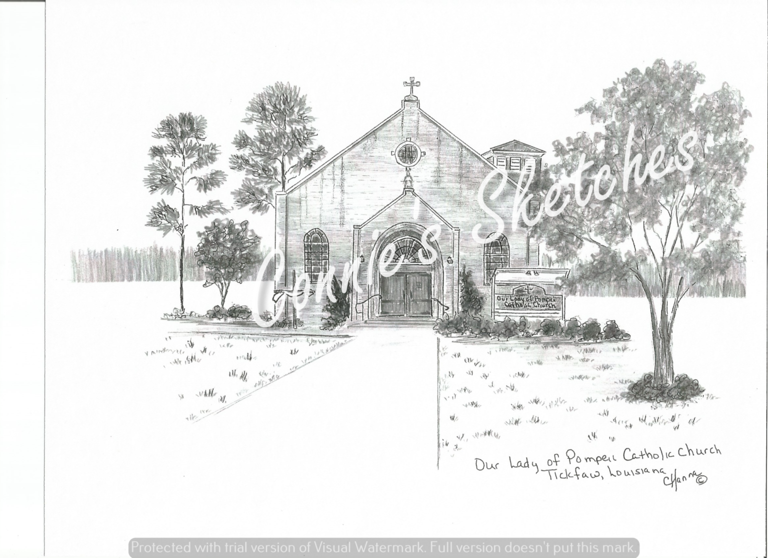 Our Lady of Pompeii Catholic Church Tickfaw, La Connie’s Sketches